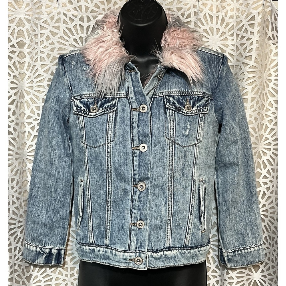 Jessica Simpson Girls Denim Jacket Faux Fur Lined Size M